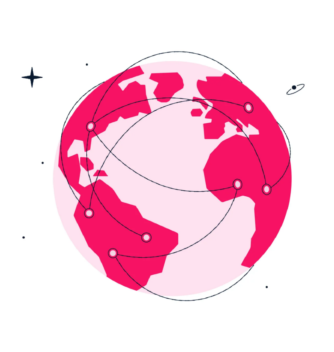 pink globe representing the world